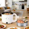 Electric Hot Pot With Steamer 1.8L Mini Portable Hot Pot With 300W 600W Dual Power For Egg Fried Rice Ramen Oatmeal Soup Overheat Protection For Colle