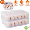 2Pcs Plastic Egg Holder Stackable Egg Storage Box Egg Rack For Refrigerator 24 Cavity Per Container
