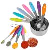 12Pcs Measuring Cups Spoons Set Stainless Steel Kitchen Measurement Tool For Cooking Baking Dry Spices Liquid Ingredients Easy To Read Markings