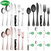 48-Piece Silverware Set Stainless Steel Flatware Cutlery Set Tableware Eating Utensils For 8 With Knife Fork Spoon Dishwasher Safe For Home Kitchen Re