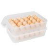 2Pcs Plastic Egg Holder Stackable Egg Storage Box Egg Rack For Refrigerator 24 Cavity Per Container