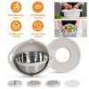 Multifunctional Mixing Bowl With Lid Set 3 Replaceable Graters Food Strainer And Colander Fruit Vegetable Washing Basket Stainless Steel