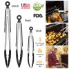 3Pcs Kitchen Tongs Stainless Steel Locking Food Tongs With Silicon Tips Bpa Free Non-Stick Bbq Cooking Grilling Locking Food Tongs High Heat Resistant