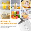 450Ml/15.2Oz Portable Fruit Blender With 6 Blades Rechargeable Juice Cup For Shakes Smoothies Juice Personal Mini Fruit Mixer For Outdoor Gym Office