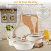 Kitchen Cookware Set Pots And Pans Set White Nonstick Granite Coating Dishwasher Safe Fast Even Heat Induction Frying Pan Stockpot Sauce Pan