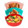 3Pcs Reusable Foldbale Air Fryer Silicone Pot 464°F Heat Resistant Round Replacement Of Parchment Liners 3 Food Grade Baking Basket Pans For 4+Quart A