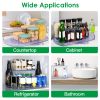 2 Tier Turntable Organizer Rectangular Refrigerator Spinner Storage Rack With 360° Rotatable Slide Rail For Kitchen Cabinet Countertop