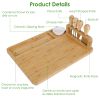 Bamboo Cheese Board Charcuterie Cheese Platter Board Serving Tray With Cutlery Set For Wedding Birthdays Christmas