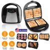 5 In 1 Electric Sandwich Maker Waffle Panini Press Grill Mini Donut Egg Roll With Removable Non-Stick Plates Cool Touch Handle For Breakfast Steak Toa