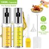 Olive Oil Sprayer 2Pcs Oil Dispenser Mister Refillable Stainless Steel Glass Vinegar Bottle W/ Measurement Oil Control Diet For Cooking Bbq Roast Sala