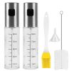 Olive Oil Sprayer 2Pcs Oil Dispenser Mister Refillable Stainless Steel Glass Vinegar Bottle W/ Measurement Oil Control Diet For Cooking Bbq Roast Sala