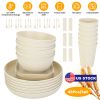 48Pcs Wheat Dinnerware Set Reusable Plastic Dinnerware Set Service For 6 Unbreakable Kitchen Cups Plates And Bowls Sets Dishwasher Microwave Freezer S