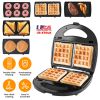 5 In 1 Electric Sandwich Maker Waffle Panini Press Grill Mini Donut Egg Roll With Removable Non-Stick Plates Cool Touch Handle For Breakfast Steak Toa