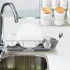 3Pcs Dish Drainer Drying Rack Set Kitchen Dish Rack Countertop Storage Rack W/ Plastic Cutlery Holder Drain Board