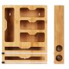 6 In 1 Plastic Wrap And Foil Organizer For Gallon Quart Sandwich Snack Ziplock Bag Bamboo Dispenser With Cutter Kitchen Drawer Storage