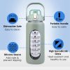 34Oz Glass Water Bottle Sports Water Bottle Motivational Water Bottle Water Intake Tracker Bottle With Straw Time Marker Silicone Sleeve Handle For Gy