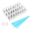 24Pcs Cake Decorating Supplies Kit Stainless Steel Diy Baking Supplies Icing Tips With Pastry Bags & Disposable Coupler & Storage Case