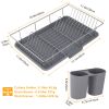 3Pcs Dish Drainer Drying Rack Set Kitchen Dish Rack Countertop Storage Rack W/ Plastic Cutlery Holder Drain Board