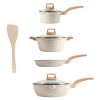 Kitchen Cookware Set Pots And Pans Set White Nonstick Granite Coating Dishwasher Safe Fast Even Heat Induction Frying Pan Stockpot Sauce Pan