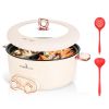 6L/1.59Gal Electric Hot Pot With Divider And Lid 2000W Stainless Steel With 2 Heat Settings Independent Control Overheat Protection Ladle & Slotted Sp