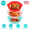 3Pcs Reusable Foldbale Air Fryer Silicone Pot 464°F Heat Resistant Round Replacement Of Parchment Liners 3 Food Grade Baking Basket Pans For 4+Quart A
