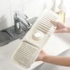 Faucet Splash Mat 14.56X5.51In Silicone Sink Drying Mat Water Drip Catching Tray Water Drainage Pad Sponge Soap Holder For Kitchen Bathroom Sink Fauce