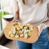 Oval Bamboo Cheese Board Knife Set Wooden Cheese Serving Platter Tray With 4 Stainless Steel Knives Pull-Out Storage Drawer For Wedding Birthdays