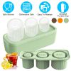 Ice Cube Tray Fit For 20Oz/30Oz/40Oz Stanley Cup Easy Release Silicone Hallow Cylinder Tumbler Ice Cube Mold With Lid And Bin For Iced Juice Whiskey C