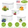 5Pcs Fruit Vegetable Containers With Removable Drain Basket Leakproof Lid Stackable Food Storage Organizer For Fridge Dishwasher Safe