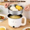 Electric Hot Pot With Steamer 1.8L Mini Portable Hot Pot With 300W 600W Dual Power For Egg Fried Rice Ramen Oatmeal Soup Overheat Protection For Colle