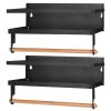2Pcs Magnetic Spice Racks For Refrigerator With Paper Towel Holder Hooks Kitchen Space-Saving Foldable Fridge Magnet Organizer For Oven Microwave Wash