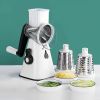 Hand Rotary Vegetable Mandoline Slicer Manual Rotary Fruit Cutter Cheese Grater Grinder Chopper Shredder W/ 3 Stainless Steel Drums Strong Suction Bas