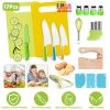 17Pcs Montessori Kitchen Tools Toddlers-Kids Cooking Sets Real-Toddler Safe Knives Set Kitchen Cookware Baking Toy Sets Educational Gift For 3-12 Year