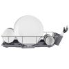 3Pcs Dish Drainer Drying Rack Set Kitchen Dish Rack Countertop Storage Rack W/ Plastic Cutlery Holder Drain Board