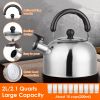 2.1Quarts Stainless Steel Whistling Tea Kettle Stovetop Induction Gas Teapot With Insulated Handle Camping Kitchen Office