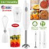3-In-1 Immersion Hand Blender Multifunctional Stick Blender Mixer Grinder W/ Stirring Steel Blades 600Ml Mixing Beaker Milk Frother Egg-Whisk For Baby