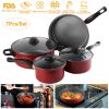 7Pcs Nonstick Cookware Set Nonstick Pots Pans Kitchenware Set With 2 Sauce Pans 1 Fry Pan 1 Casserole 3 Lids Indoor Outdoor Use