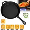 Pre-Seasoned Cast Iron Skillet Oven Safe Cookware Heat-Resistant Holder 12Inch Large Frying Pan Non-Stick Like Surface Cooking Frying Searing Baking