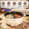 6L/1.59Gal Electric Hot Pot With Divider And Lid 2000W Stainless Steel With 2 Heat Settings Independent Control Overheat Protection Ladle & Slotted Sp