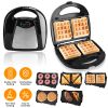 5 In 1 Electric Sandwich Maker Waffle Panini Press Grill Mini Donut Egg Roll With Removable Non-Stick Plates Cool Touch Handle For Breakfast Steak Toa