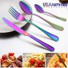 4-Piece Flatware Set Stainless Steel Silverware Cutlery Kitchen Utensil Set W/ Fork Knife Tea Spoon For Home Kitchen Hotel Restaurant