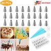 24Pcs Cake Decorating Supplies Kit Stainless Steel Diy Baking Supplies Icing Tips With Pastry Bags & Disposable Coupler & Storage Case