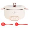 6L/1.59Gal Electric Hot Pot With Divider And Lid 2000W Stainless Steel With 2 Heat Settings Independent Control Overheat Protection Ladle & Slotted Sp