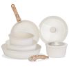 9Pcs Nonstick Cookware Set Kitchen Pots And Pans Set With Detachable Handles Tempered Glass Lids Dishwasher Oven Safe Aluminum Alloy Kitchen Cookware