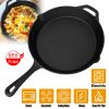 Pre-Seasoned Cast Iron Skillet Oven Safe Cookware Heat-Resistant Holder 12Inch Large Frying Pan Non-Stick Like Surface Cooking Frying Searing Baking