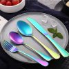 4-Piece Flatware Set Stainless Steel Silverware Cutlery Kitchen Utensil Set W/ Fork Knife Tea Spoon For Home Kitchen Hotel Restaurant