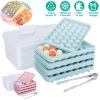 4 Packs Small Ice Cube Trays Mini Circle Ice Cube Tray Round Ice Ball Maker Mold With Lid Bin 132Pcs Ice Cubes For Chilling Drinks Coffee Juice Cockta