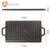1Pack 16.54In Cast Iron Griddle Plate Reversible Grill Pan Double Sided Used W/ Handles For Gas Stove Ceramic Oven Campfire