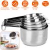 7Pcs Measuring Cups Stainless Steel Kitchen Measurement Tool For Cooking Baking Dry Spices Liquid Ingredients Easy To Read Markings