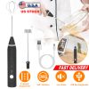 Electric Milk Frother Usb Rechargeable Egg Beater Handheld Milk Foam Maker Mixer Coffee Stirrer With 3 Speeds 2 Whisk Heads